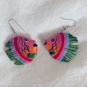🚫SOLD🚫 Vintage Tropical Fish Painted Earrings